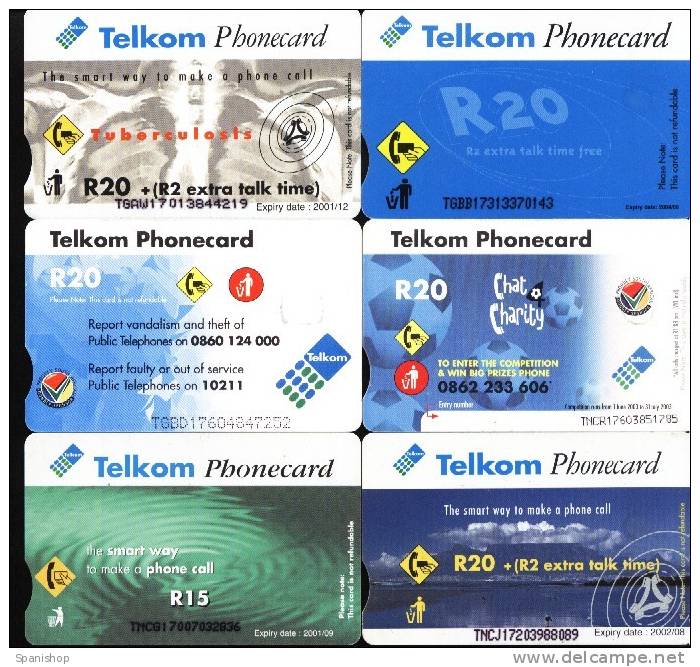 Southafrica Lot Of 6 Differents Phonecard - Telecarte - Afrique Du Sud