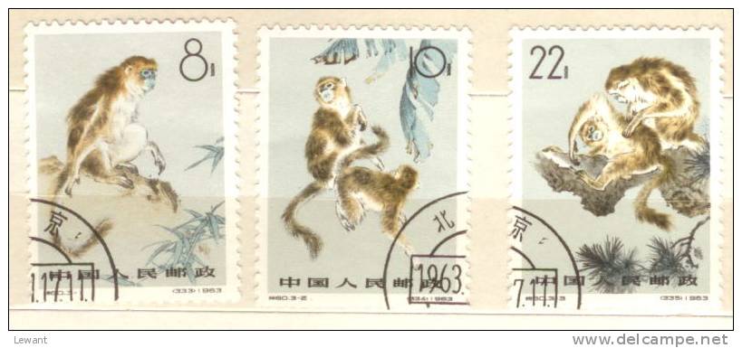 China P.R. 1963 Mi 741-743A , YVERT 1498/1500, Chine Monkeys Used - Gebruikt