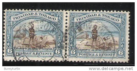 Trinidad & Tobago 1935-37 Discovery Of Lake Asphalt 6c Blk Of 2 Used - Trindad & Tobago (...-1961)