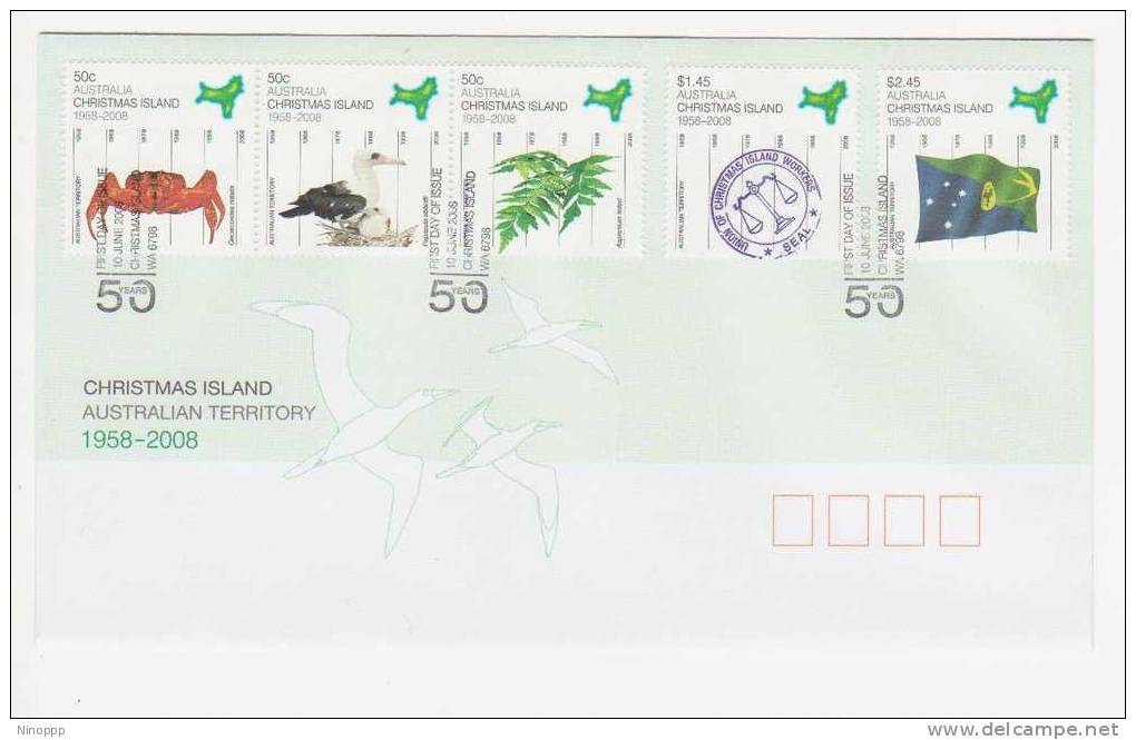 Christmas Island-2008 50 Years Of Australian Territory  FDC - Christmaseiland