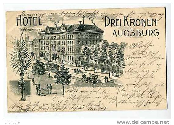 Cpa AUGSBURG Hotel Des 3 Couronnes  Drei Kronen Hotel Tres Joli Dessin - Augsburg