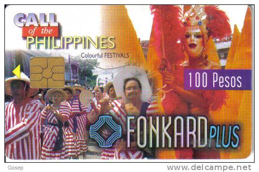 Philippines-call Of The Philippines Colourful Festivals-100 Pesos-used Card-6-3-1999+1card Prepiad Free - Philippines