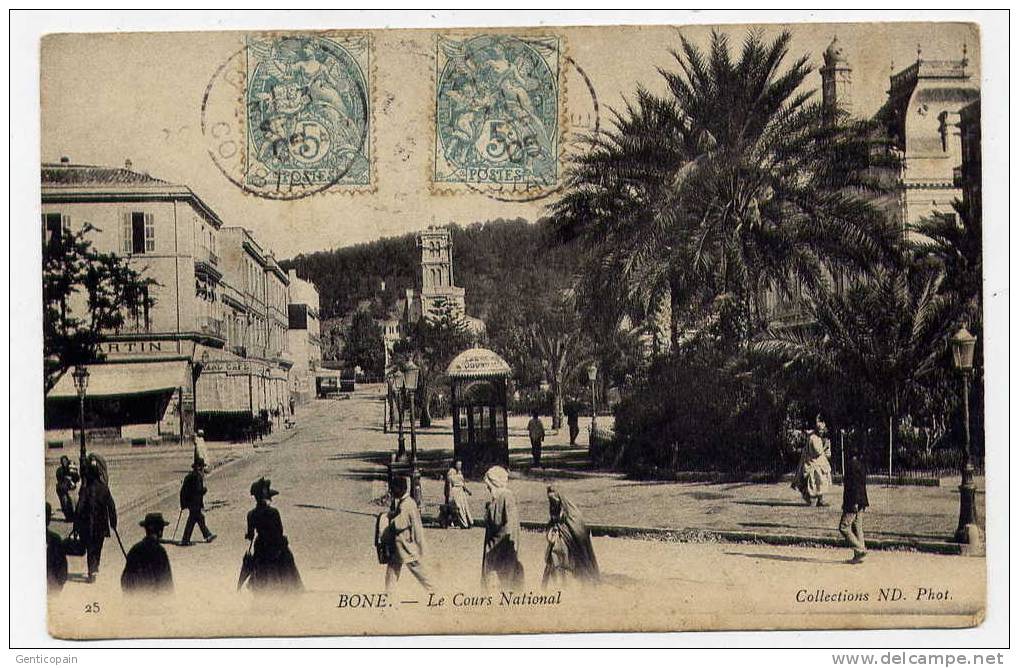 I5 - ALGERIE - BONE - Le Cours National (jolie Carte Animée De 1905) - Annaba (Bône)