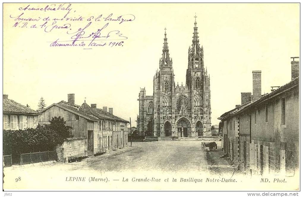 98 Lepine ( Marne) - La Grande Rue Et La Basilique Notre-Dame - L'Epine