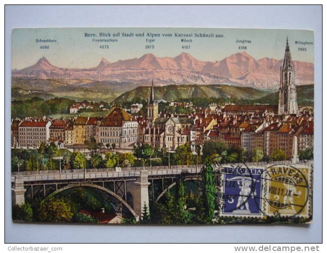 Vintage CA 1900 Postcard AK Switzerland Suisse Bern Blick Auf Stadt Alpen Vom Kursaal Schanzli Aus - Berna