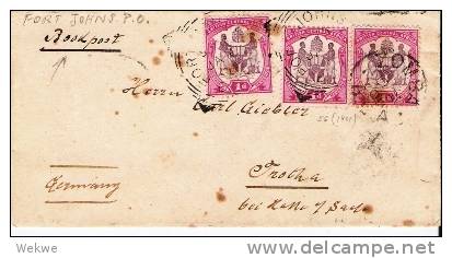 NYA010/ RHODE Michel 56 (3) Entwertet Zomba Und Fort John 1902,  Nach Trotha, Deutschland (Brief, Cover, Letter, Lettre) - Nyassaland (1907-1953)