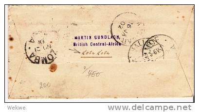 NYA010/ RHODE Michel 56 (3) Entwertet Zomba Und Fort John 1902,  Nach Trotha, Deutschland (Brief, Cover, Letter, Lettre) - Nyassaland (1907-1953)