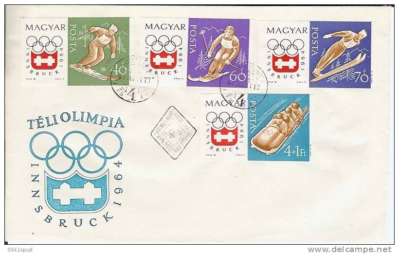 Jeux Olympiques 1964 Hongrie  FDC  Ski Alpin Sci Alpino  Saut Avec Ski, Ski Jumping, Salto Con Sci, Bob - Winter (Other)