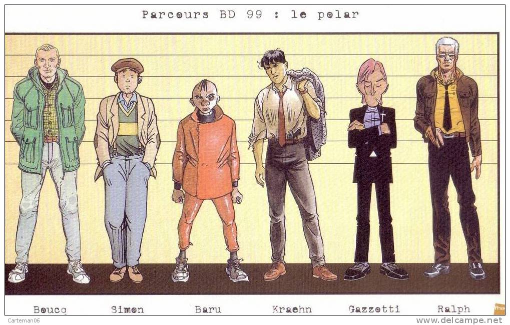 BD - Litho - Parcours BD 99 : Le Polar - Bouxq, Simon, Baru, Kraehn, Gazzetti, Ralph - Serigraphien & Lithographien