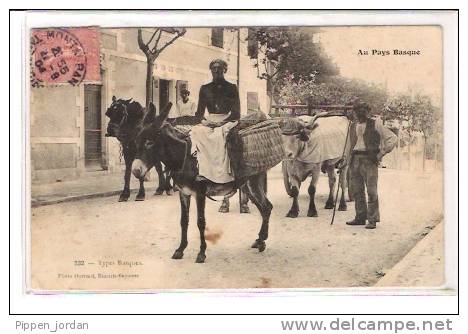 ATTELAGE  De Boeufs Au Pays Basque * Belle CPA Animée,- Cachet 1904 - Equipaggiamenti