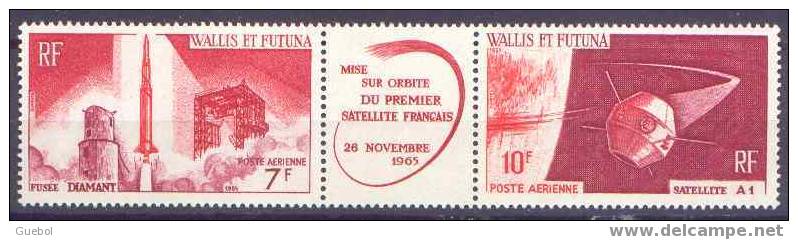 Détail De La Série Du Lancement Du Premier Satellite Français à Hammaguir - Wallis Et Futuna N° PA 25 A ** Espace - 1966 Lancement 1e Satellite Française à Hammaguir