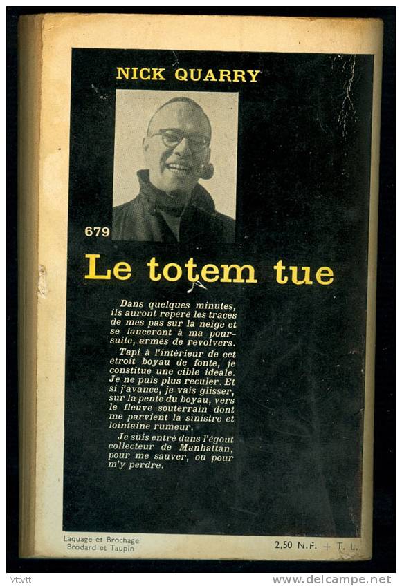 "LE TOTEM TUE", Nick Quarry, Série Noire N° 679 (imprimé : 1961) - Série Noire