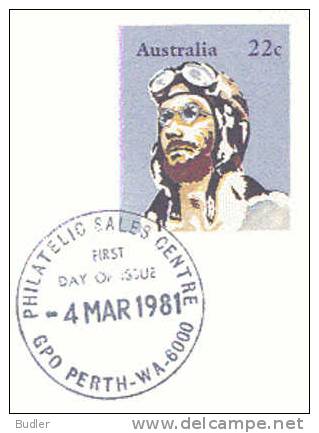 AUSTRALIA : 1981 : Post. Stat. : AVIATION,Sr. FRANCIS CHICHESTER,AIRPLANE,PILOT,OPTICS,GLASSES, - Other (Air)