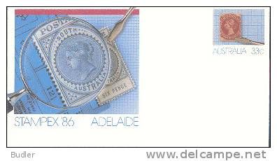 AUSTRALIA : 1986 : Post. Stat. : STAMPEX '86,PHILATELY,STAMP,LOUPE,TWEEZERS, - Other & Unclassified