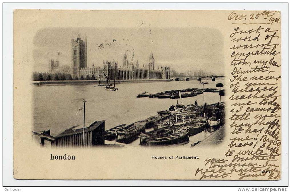 I5 - ANGLETERRE - LONDON - Houses Of Parliament (CARTE PRECURSEUR De 1901 - Voir Scan Du Verso) - Houses Of Parliament