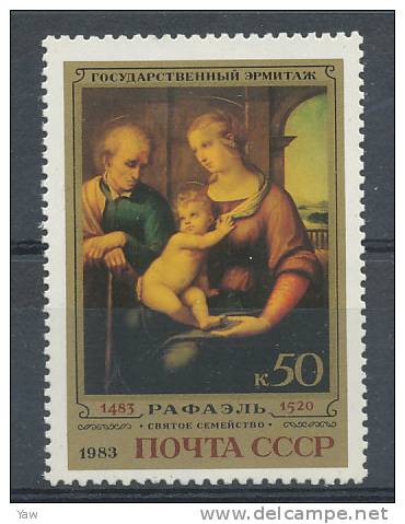 RUSSIA  1983  500° ANNIVERSARIO DELLA NASCITA DI RAFFAELLO. "LA SACRA FAMIGLIA" MNH** - Religione