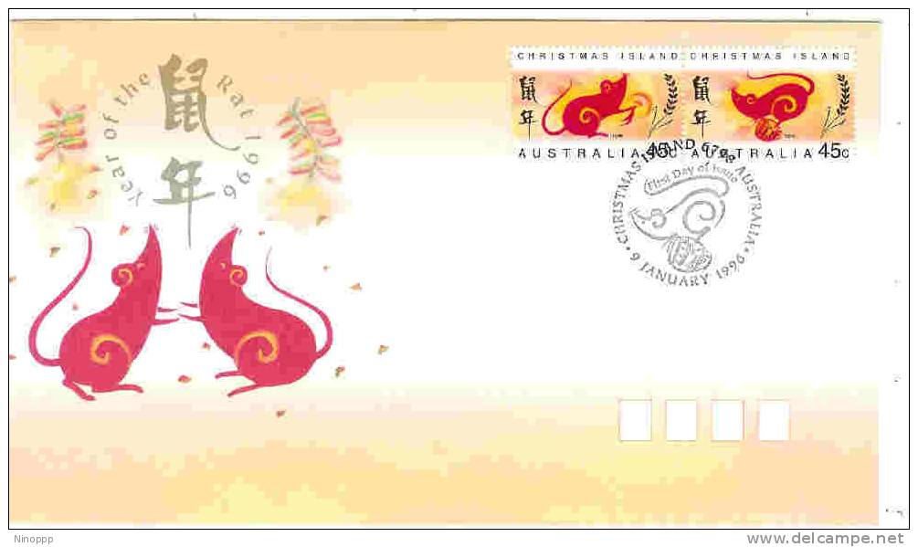 Christmas Island  1996  Year Of The Rat Pair  FDC - Christmaseiland