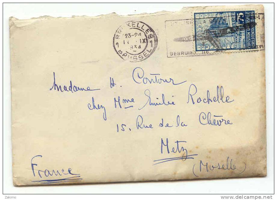 Lettres Du Palace Hotel Bruxelle De 1934 - Cartas & Documentos