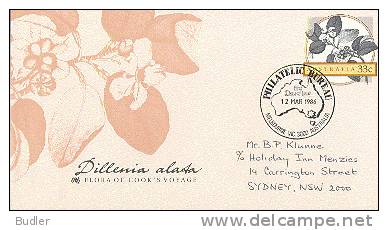 AUSTRALIA : 1986 : Post. Stat. : CAPT.COOK,JOSEPH BANKS,FLEURS,FLOWERS,DILLENIA ALATA, - Postwaardestukken