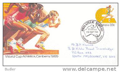 AUSTRALIA : 1985 : Post. Stat. : ATHLETICS,SPRINT,ATHLETE,MUSCLES, - Entiers Postaux