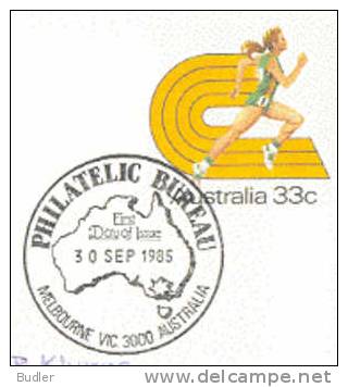 AUSTRALIA : 1985 : Post. Stat. : ATHLETICS,SPRINT,ATHLETE,MUSCLES, - Entiers Postaux
