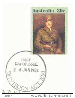 AUSTRALIA : 1984 : Post. Stat. : ARMY,SOLDIERS,ENCAMPMENT,UNIFORM,ARMS,GUNS,SECOND WORLD WAR,FIELD MARSHALL TH.BLAMEY, - Postal Stationery