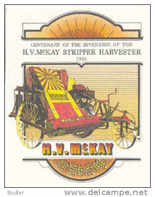 AUSTRALIA : 1984 : Post. Stat. : AGRICULTURE,HARVEST,HARVESTER,CORN,GRAIN,H.V.McKAY, - Entiers Postaux