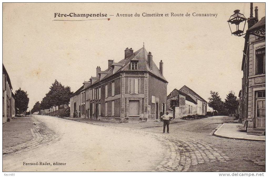 51 FERE CHAMPENOISE Avenue Du Cimetiére Et Route De Connantray Cpa Animée - Fère-Champenoise