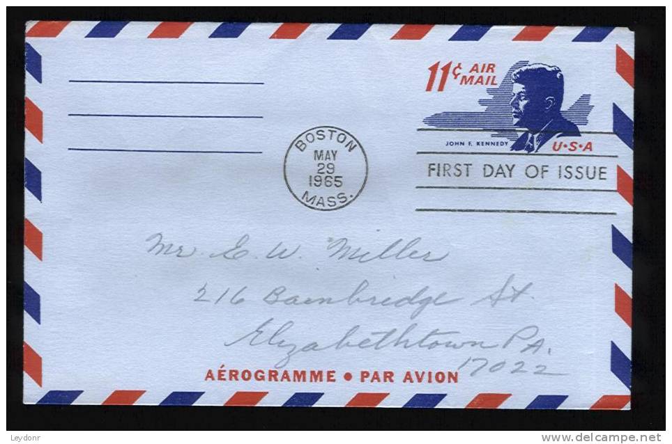 FDC John F. Kennedy - AirMail Aerogramme May 29, 1965 - Kennedy (John F.)