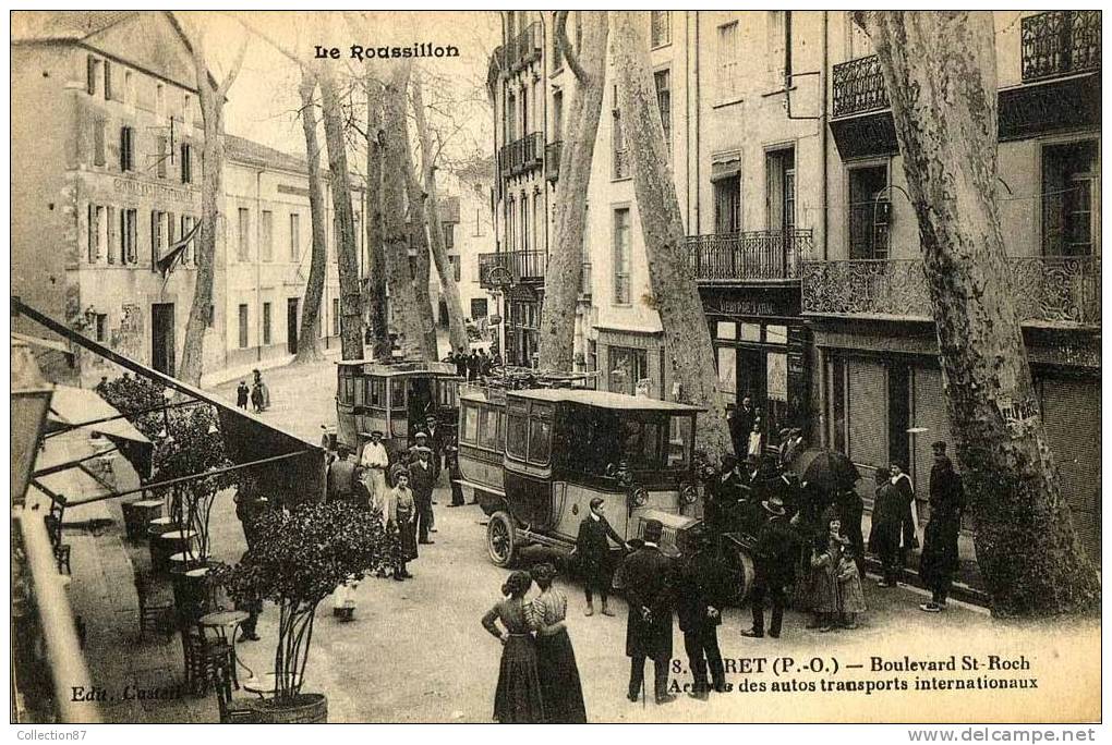 66 - PYRENEES ORIENTALES - CERET - Bd ST ROCH - ARRIVEE Des AUTOBUS - CAR - BUS INTERNATIONNAUX Pour L´ESPAGNE - Ceret