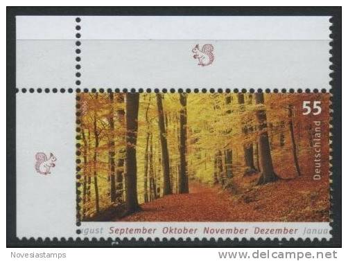 !a! GERMANY 2006 Mi. 2564 MNH SINGLE From Upper Left Corner -Four Seasons: Autumn - Unused Stamps
