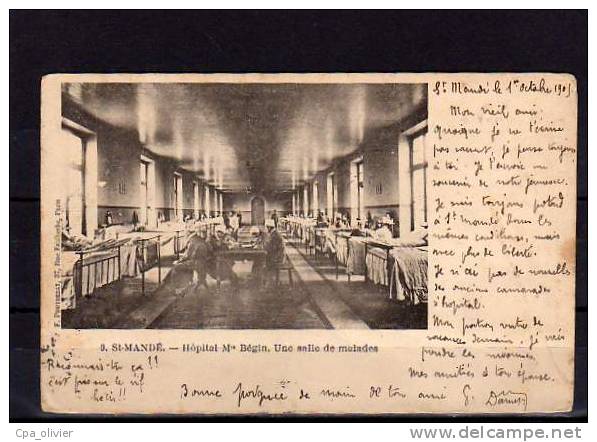 94 SAINT MANDE Hopital Militaire Begin, Salle Des Malades, Animée, Ed Pouyderat 9, 1905, Dos 1900 - Saint Mande