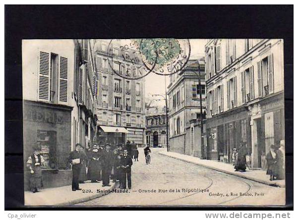 94 SAINT MANDE Rue De La République, Animée, Boulangerie, Pharmacie, Ed Gondry 229, 1906 - Saint Mande