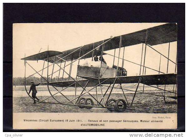 94 VINCENNES Aviation, Circuit Européen 18-06-1911, Pilote Renaux Et Senouques, Avion, Pub Automobiline, Ed Pichot, 191? - Fliegertreffen