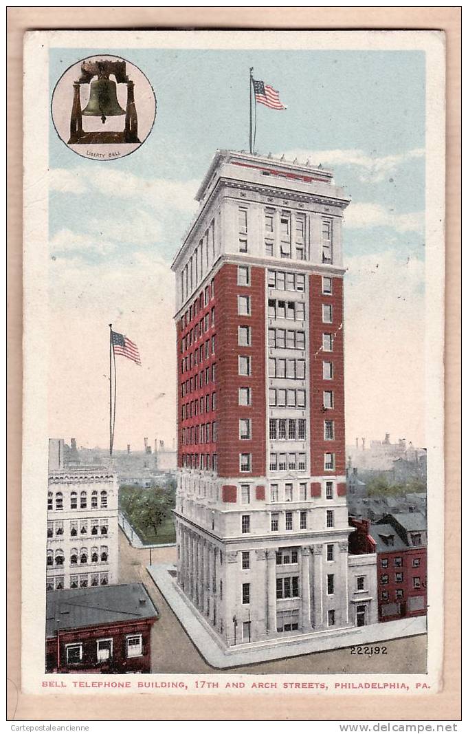 PA BELL TELEPHONE BUILDING 17th ARCH STREETS PHILADELPHIA 02.07.1919 ( Taxed ) LIBERTY BELL Publisher: Unknow -2985A - Philadelphia