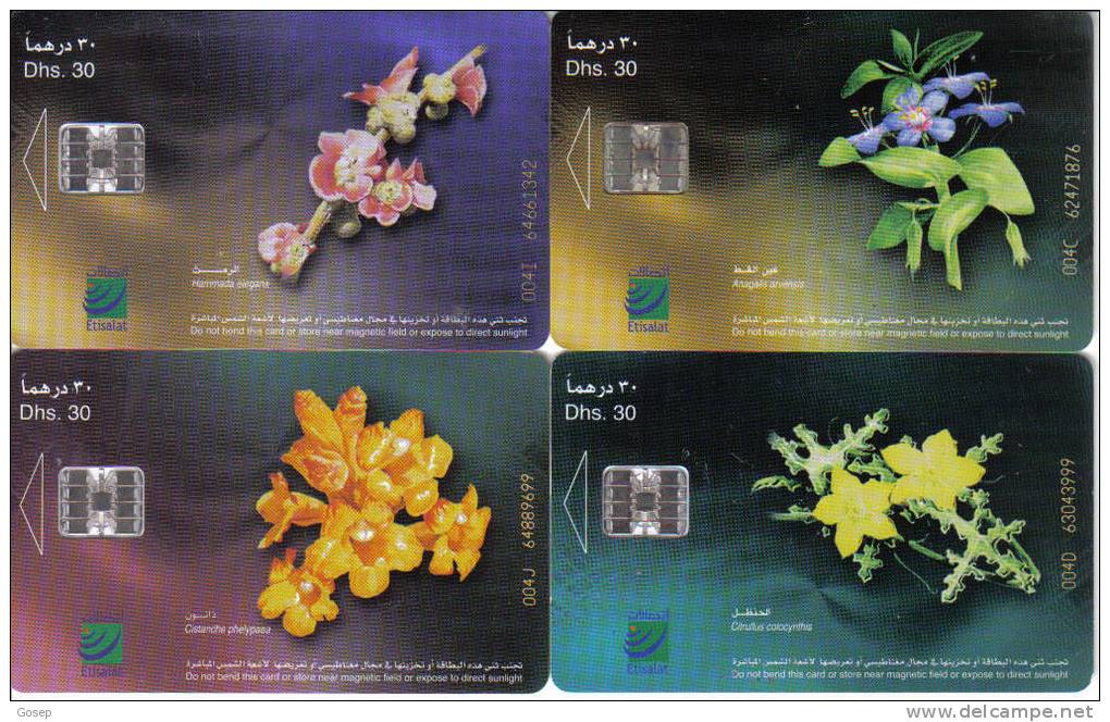 Dubai(etisalat)-lot 4 Phone Card Flowers(dhs30)--used Card+3 Prepiad Card  Free - Blumen