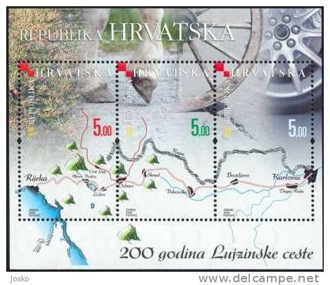 200 YEARS OF THE LOUISIANA ROAD ( Croatia Souvenir Sheet  MNH** )  - Stage Coach - Carrosse - Carroza * Car - Automobile - Other (Sea)