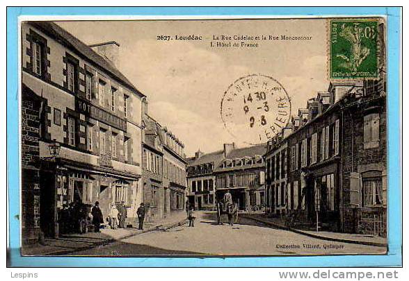 LOUDEAC -- La Rue Cadelac Et La Rue Moncontour - L'Hôtel De France - Loudéac