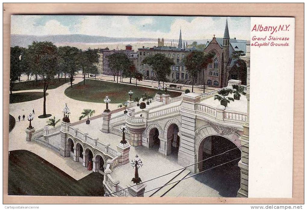 ALBANY GRAND STAIRCASE CAPITOL GROUNDS NEW YORK  Published HC LEIGHTON Co PORTLAND N°838 -3133A - Albany