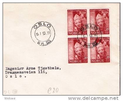 Nor136a/- NORWEGEN -  Erzbistum Trondheim 1953 - Storia Postale