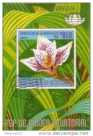 BLOC OBLITERE DE GUINEE EQUATORIALE - ORCHIDEE - Orchideen