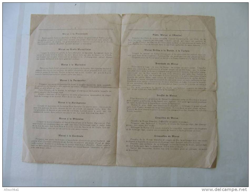 ALIMENTATION COMITE DE PROPAGANDE PR DEVELOPPEMENT CONSOMMATION MORUE EN FRANCE : RECETTES DIVERSES  ANNEES 50/60 - Sonstige & Ohne Zuordnung