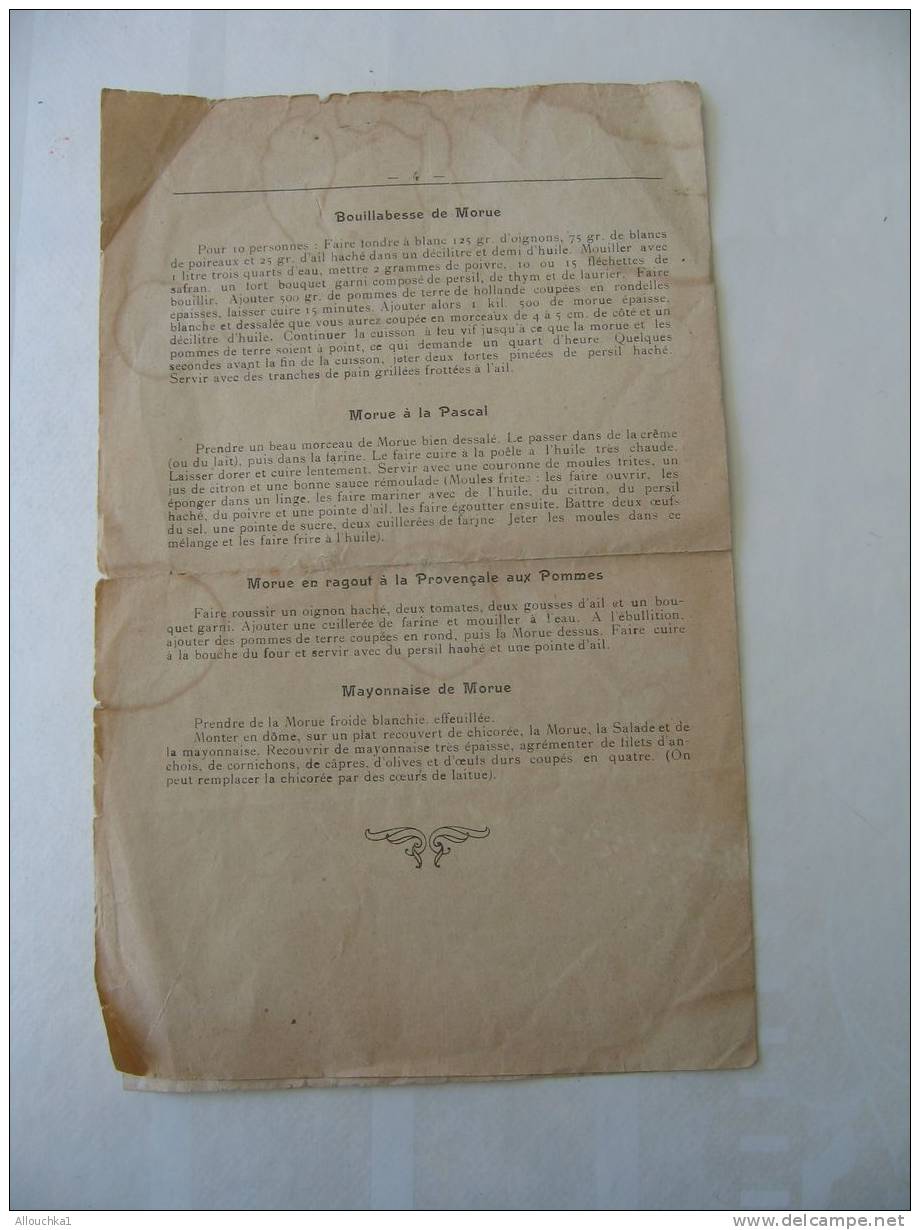 ALIMENTATION COMITE DE PROPAGANDE PR DEVELOPPEMENT CONSOMMATION MORUE EN FRANCE : RECETTES DIVERSES  ANNEES 50/60 - Other & Unclassified
