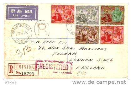 TRT029 / TRINIDAD & TOBAGO -  Britania Mit Fackel,Georg V-Ausgabe Nach London (Brief, Cover.letter. Lettre) - Trindad & Tobago (...-1961)