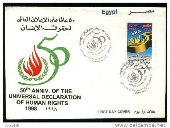 EGYPT  COVERS > FDC > 1998 >  50ANNIV. OF THE UNIVERSAL DECLARATION OF HUMAN RIGHTS - Otros & Sin Clasificación