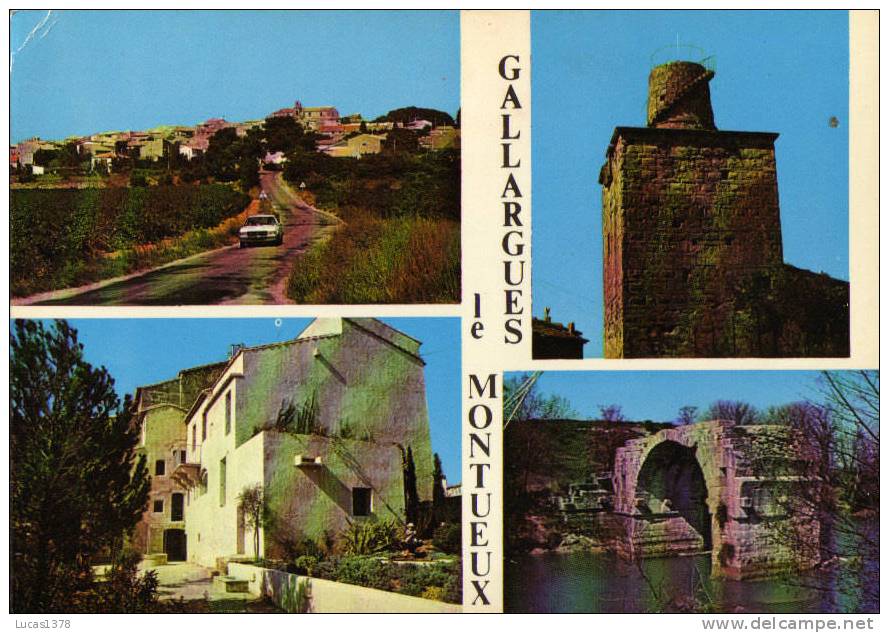 30 / GALLARGUES LE MONTUEUX / VUE GENERALE / LA TOUR / PONT ROMAIN / JARDIN PUBLIC - Autres & Non Classés