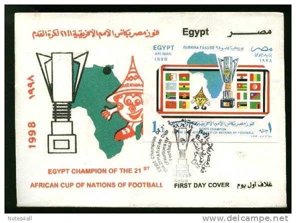 EGYPT  COVERS > FDC > 1998 >  S/S > EGYPT CHAMPION OF THE 21 ST AFRICAN SOCER  CUP - Otros & Sin Clasificación