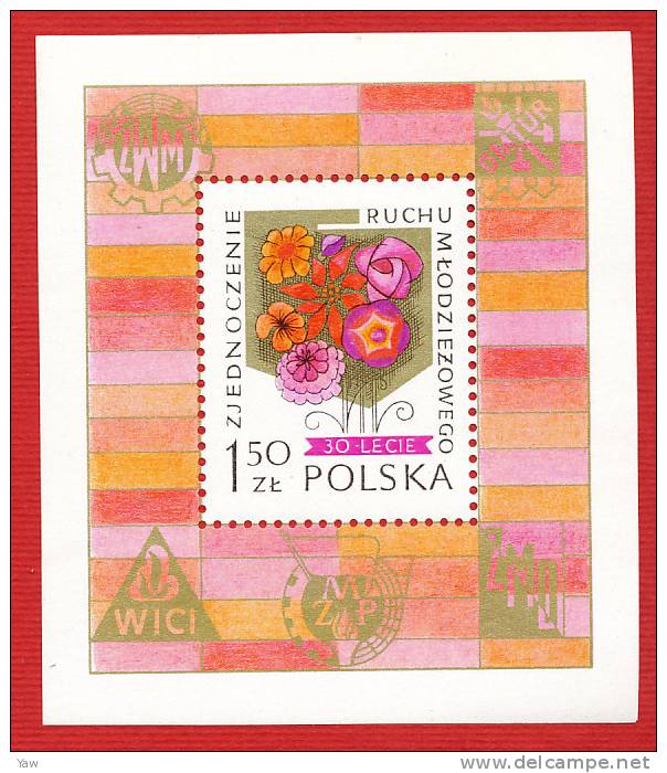 POLONIA  1978  30° ANNIVERSARIO DEL MOVIMENTO DELLA GIOVENTÙ IN POLONIA. BF YT 78 MNH** - Blocks & Sheetlets & Panes