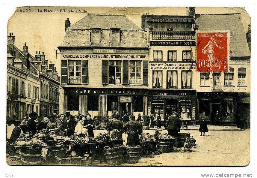 WW1 CHAUNY Dévasté LA FERE Photographe Charles Louis Place De L´Hôtel De Ville - Chauny