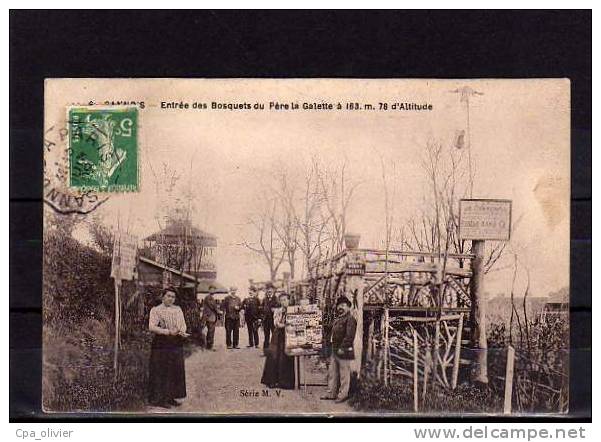 95 SANNOIS Au Père La Galette, Entrée Des Bosquets, Marchand De Cartes Postales, Beau Plan, Ambulant, Ed MV 6, 1908 - Sannois